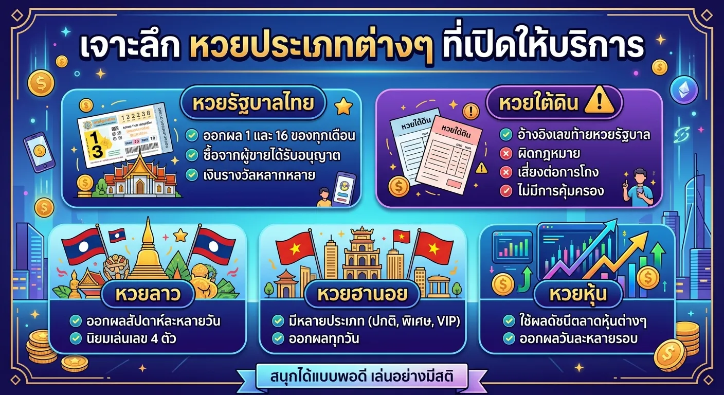 เจาะลึก หวยประเภทต่างๆ ที่เปิดให้บริการ
